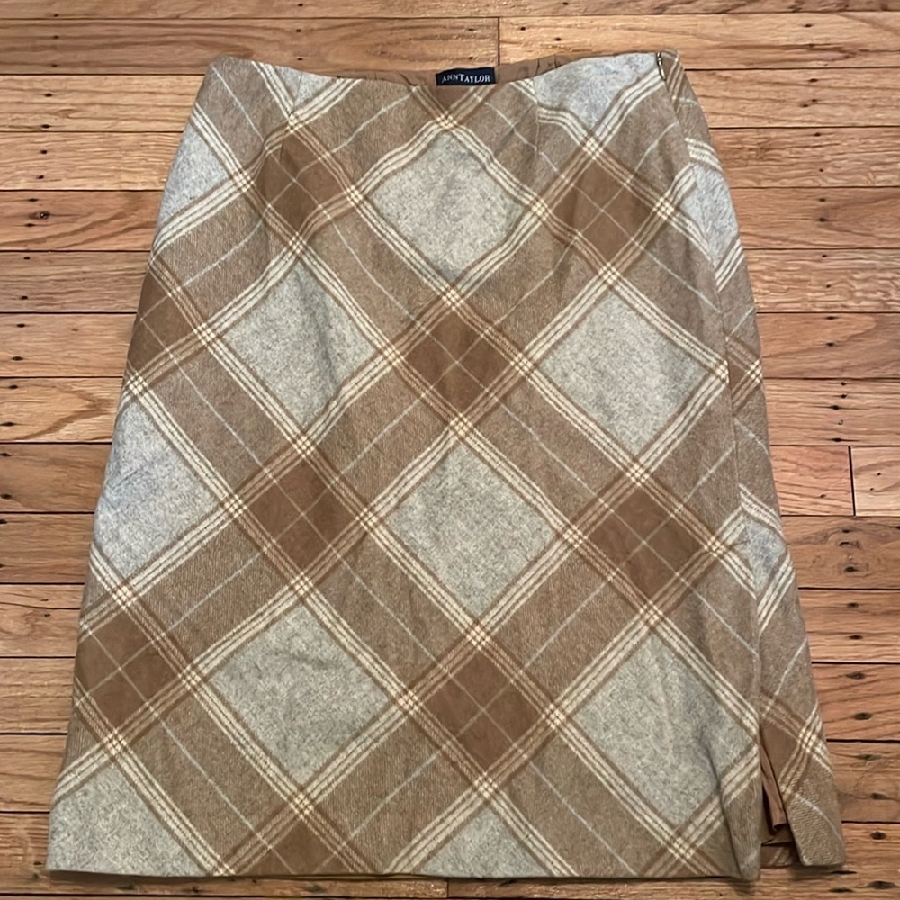 Ann Taylor Womens Size 10 Brown and Gray‎ Monochromatic Plaid Skirt